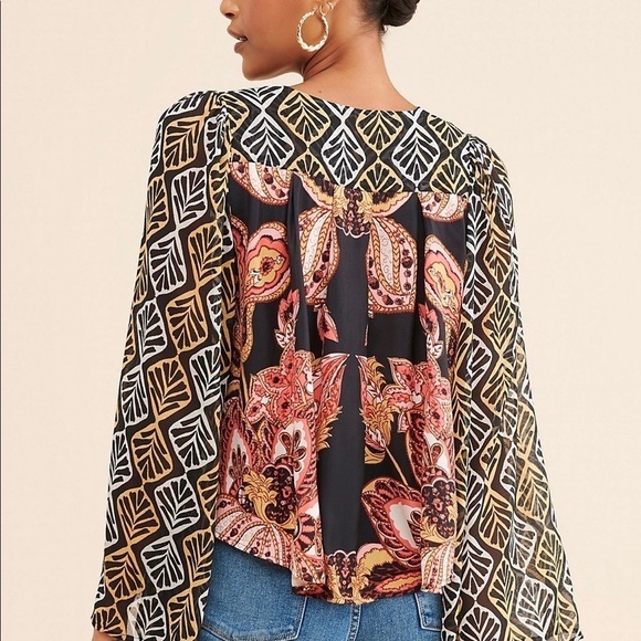 Free People Aleena Printed Blouse Top - Picture 7 of 17